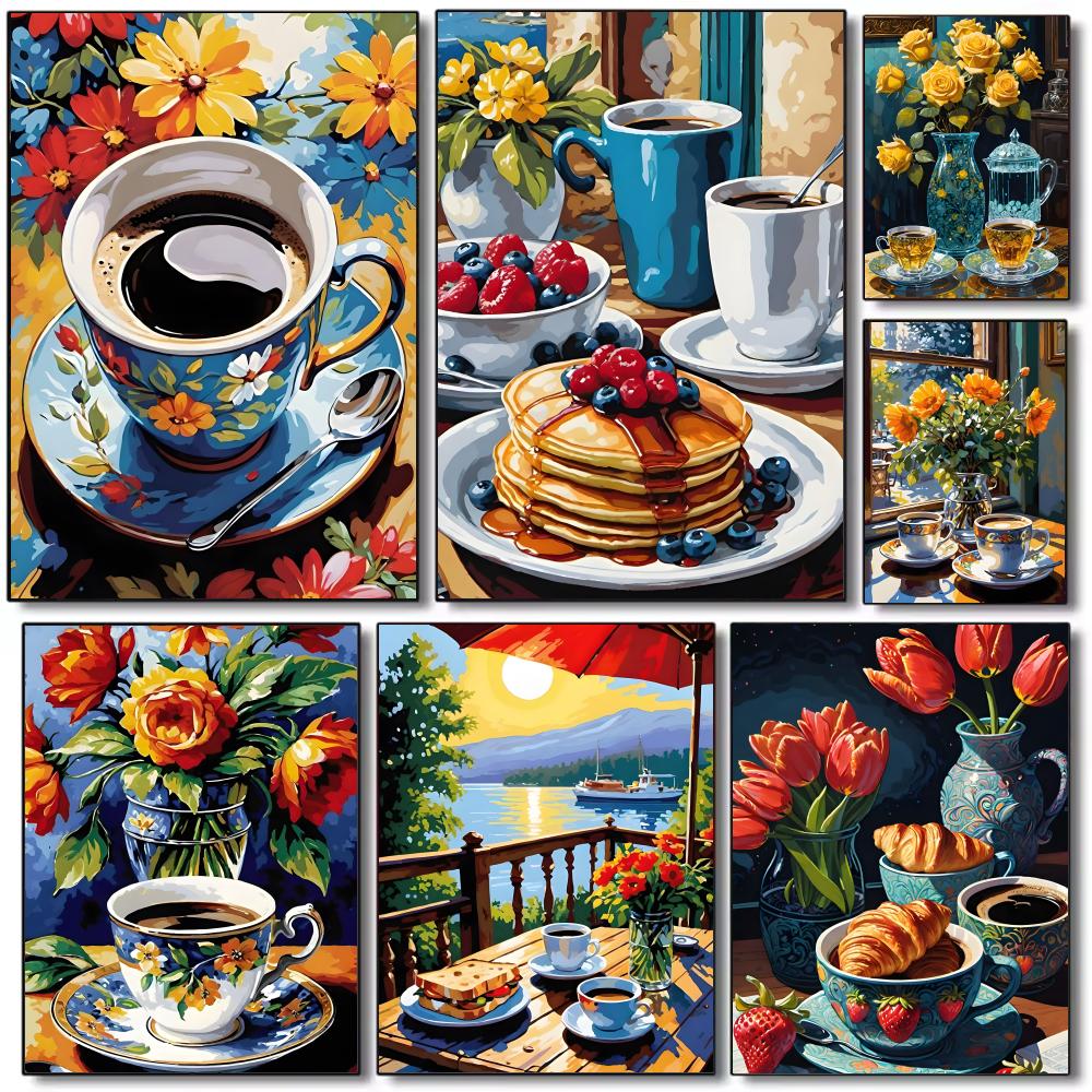 Wallpaper Coffee And Tea - アフタヌーンティーコーヒーカップポスターHDアート粘着壁防水ホームリビングルーム寝室バー美的装飾