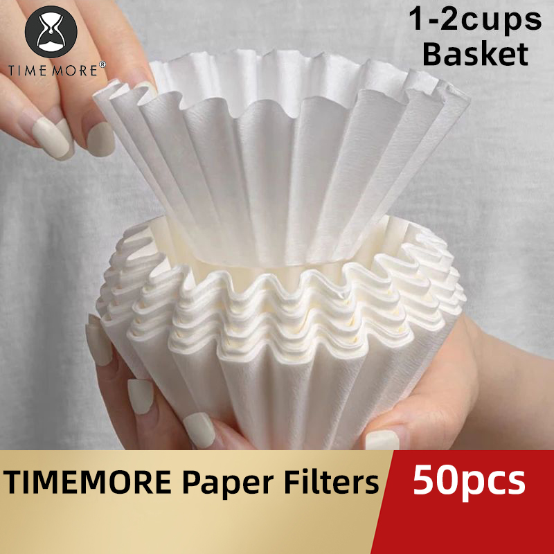 Coffee Tea Paper Cups - TIMEMORE 1-2 カップバスケットコーヒーペーパーフィルター注ぐ濾紙 50 枚、B75 コーヒードリッパー
