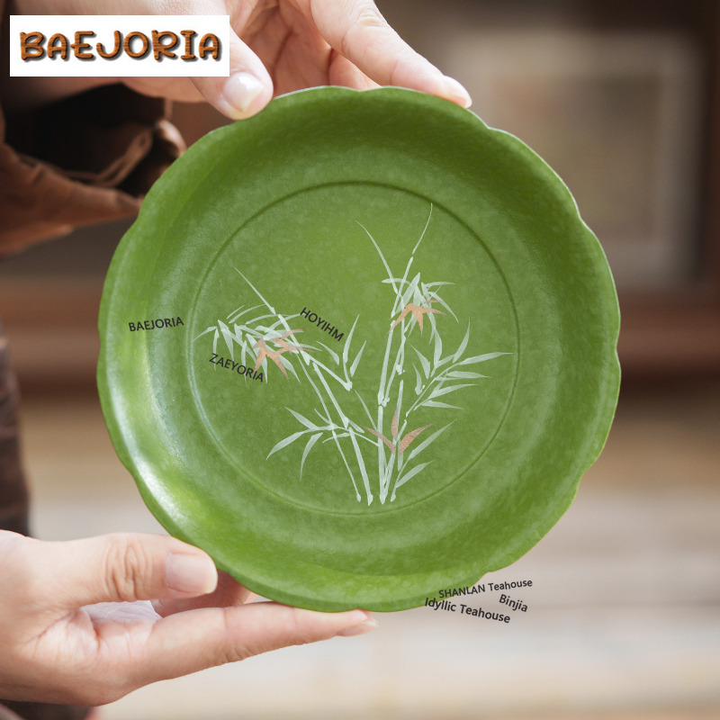 Bamboo Tea Tray - BAEJORIA 手描き竹製ポットホルダー、茶杯用防熱マット、ドライブリューテーブル、ティートレイ、コースター、茶道具装飾品