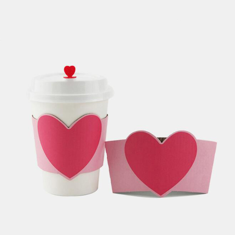 Coffee Tea Paper Cups - 100個使い捨てカップのための12/16オンスカップピンクハートクラフト紙コーヒー茶ジュースカップスリーブ耐ホット