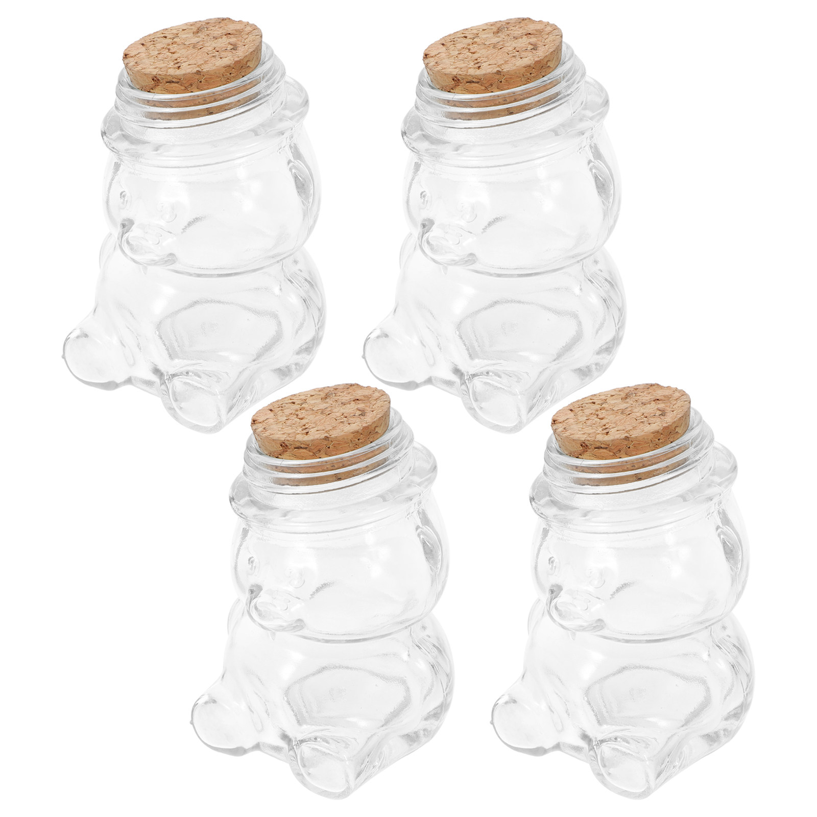 Coffee Tea Sugar Set - 4個入りガラスキャンディジャーセット 透明な気密食品保存容器 お菓子、ビスケット、紅茶、コーヒー、砂糖、塩、胡椒、ジュエリー用
