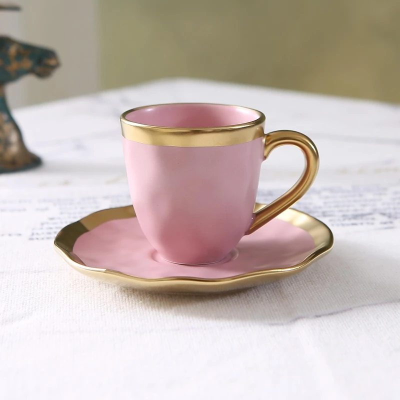 Coffee Tea Sugar Set - イタリアンカラー釉薬セラミック製小型コーヒーカップ＆プレートセット、ダイニング用小型カップ、アフタヌーンティーカップ、茶道用カップ