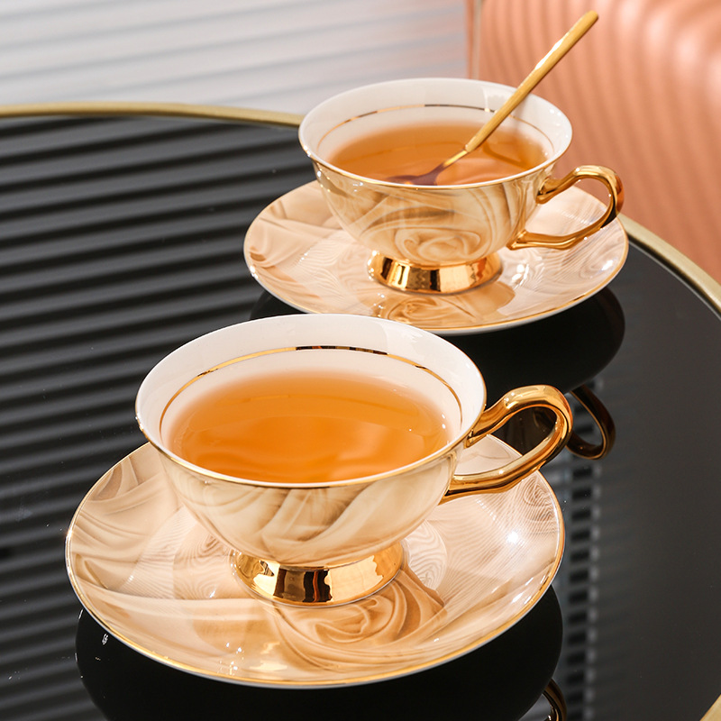 Coffee Tea Gift - 絶妙なお土産ボーンチャイナコーヒーカップ＆ソーサーセット、クリエイティブなウォーターカップ/ティーカップ、ヨーロピアンスタイル高級ティーカップ、ティーセットギフトボックス