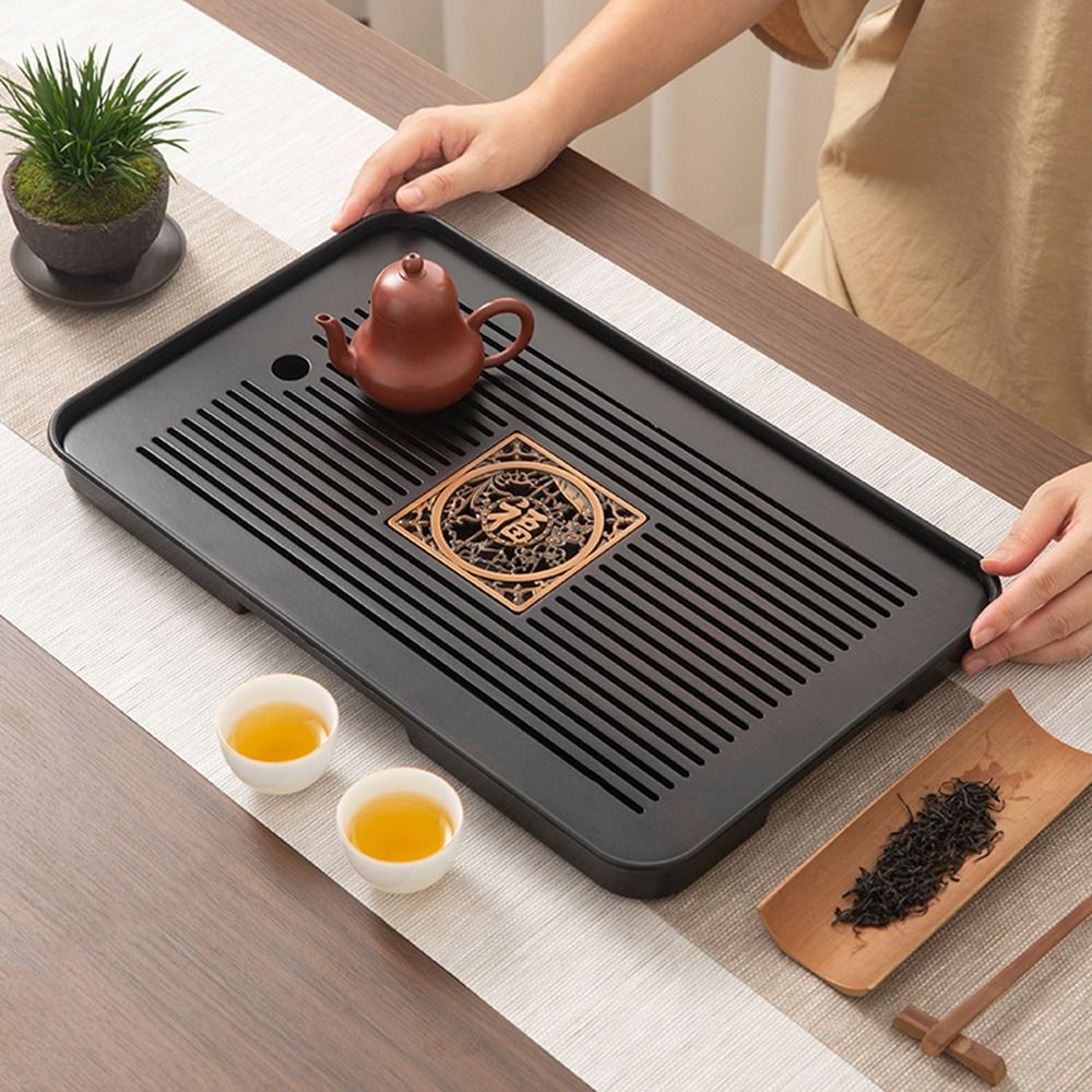 Bamboo Tea Tray - 二重目的竹製茶盆 水切り付き 水切りフィルター付き 茶道具入れ ヴィンテージ 取り外し可能