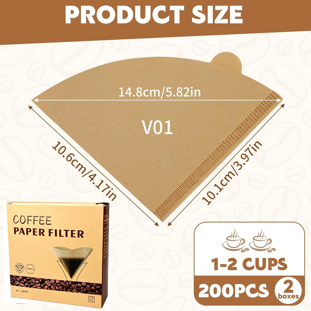 コーヒーフィルター 200枚入り コーン型コーヒーフィルター - Coffee Tea Paper Cups のレビューと価格