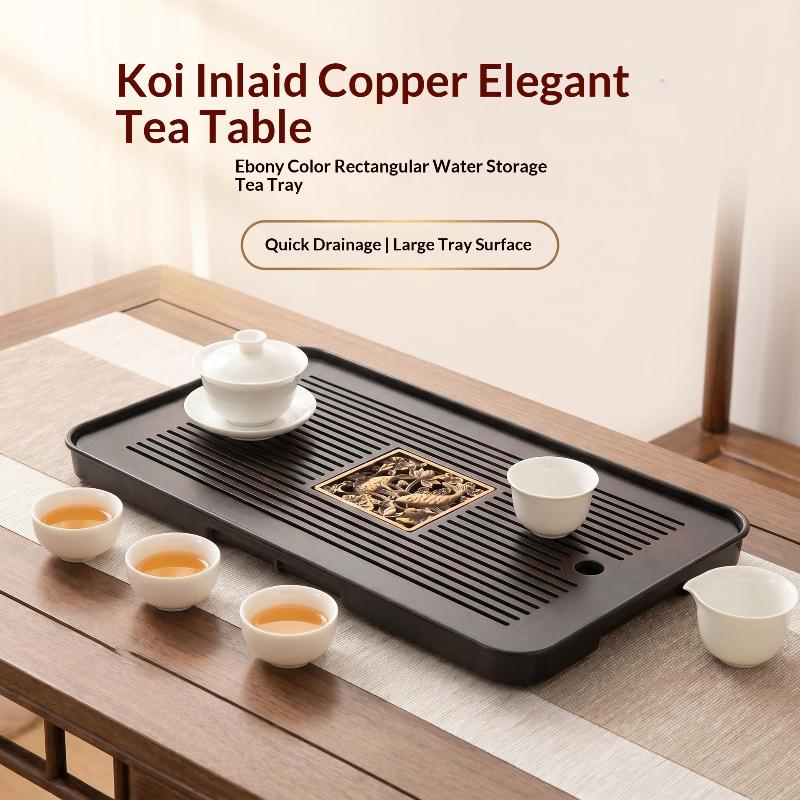二層構造の木製茶盆、排水機能付き、花柄彫刻入り長方形トレイ、 - Bamboo Tea Tray のレビューと価格