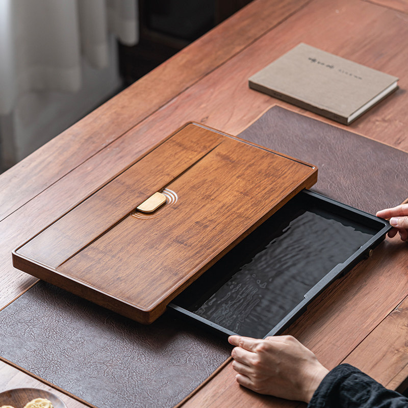家庭用、茶室、オフィス向けの頑丈な竹製茶台、引き出し式収納と - Bamboo Tea Tray のレビューと価格