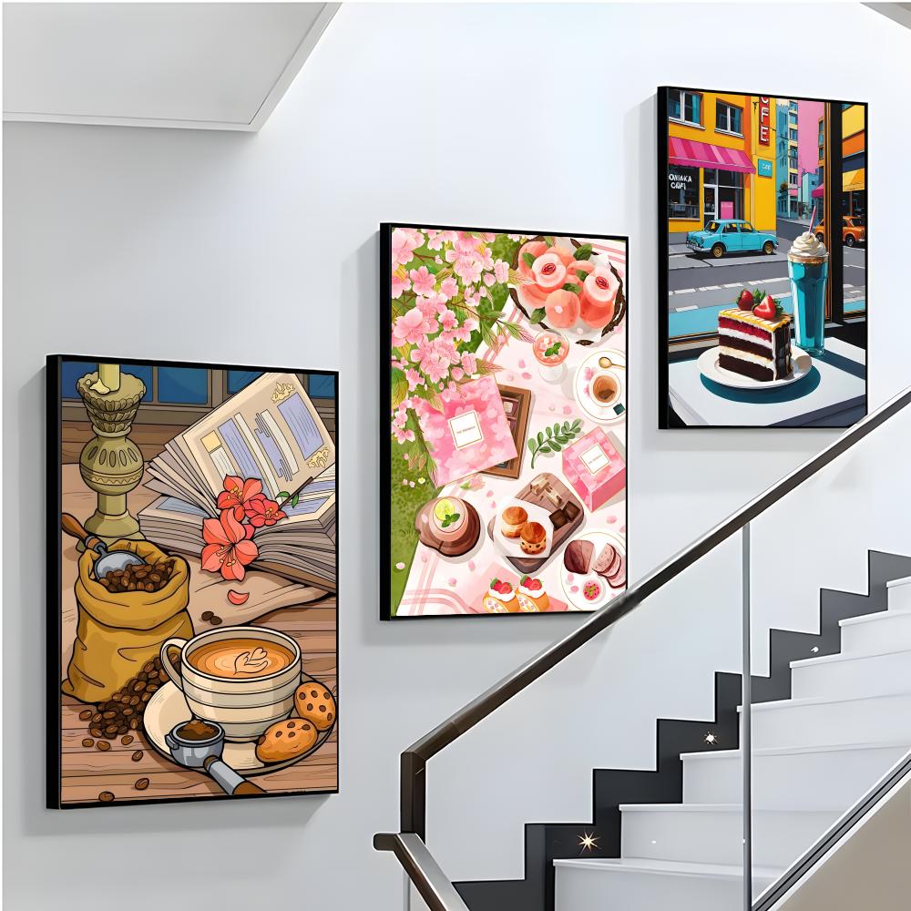 アフタヌーンティーコーヒーカップポスター紙プリントホームリビ - Wallpaper Coffee And Tea のレビューと価格