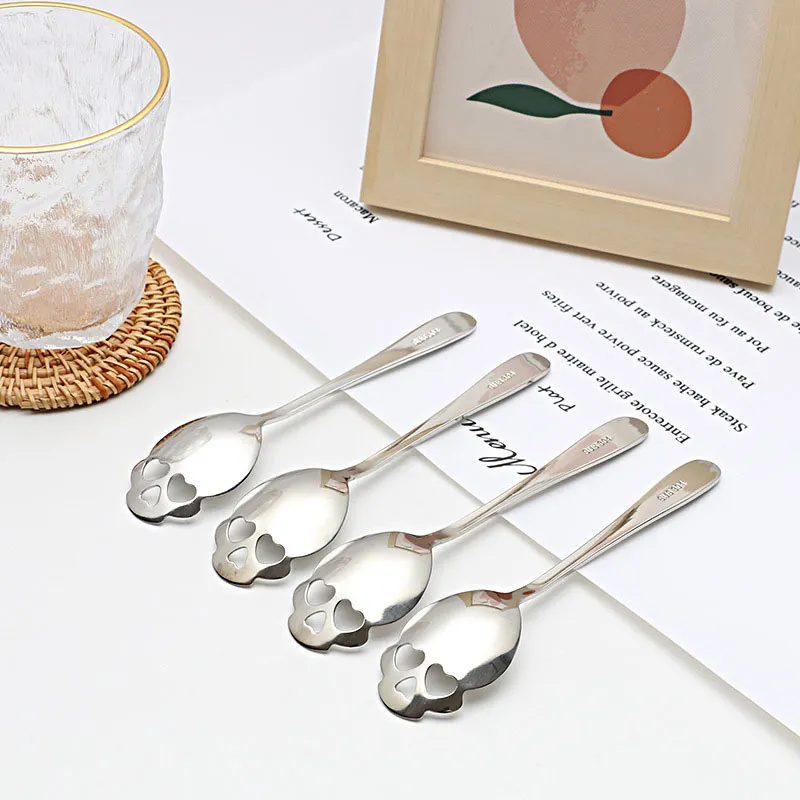 1 個コーヒースプーンクリエイティブスカル形状ティースプーン - Coffee Tea Sugar Set のレビューと価格