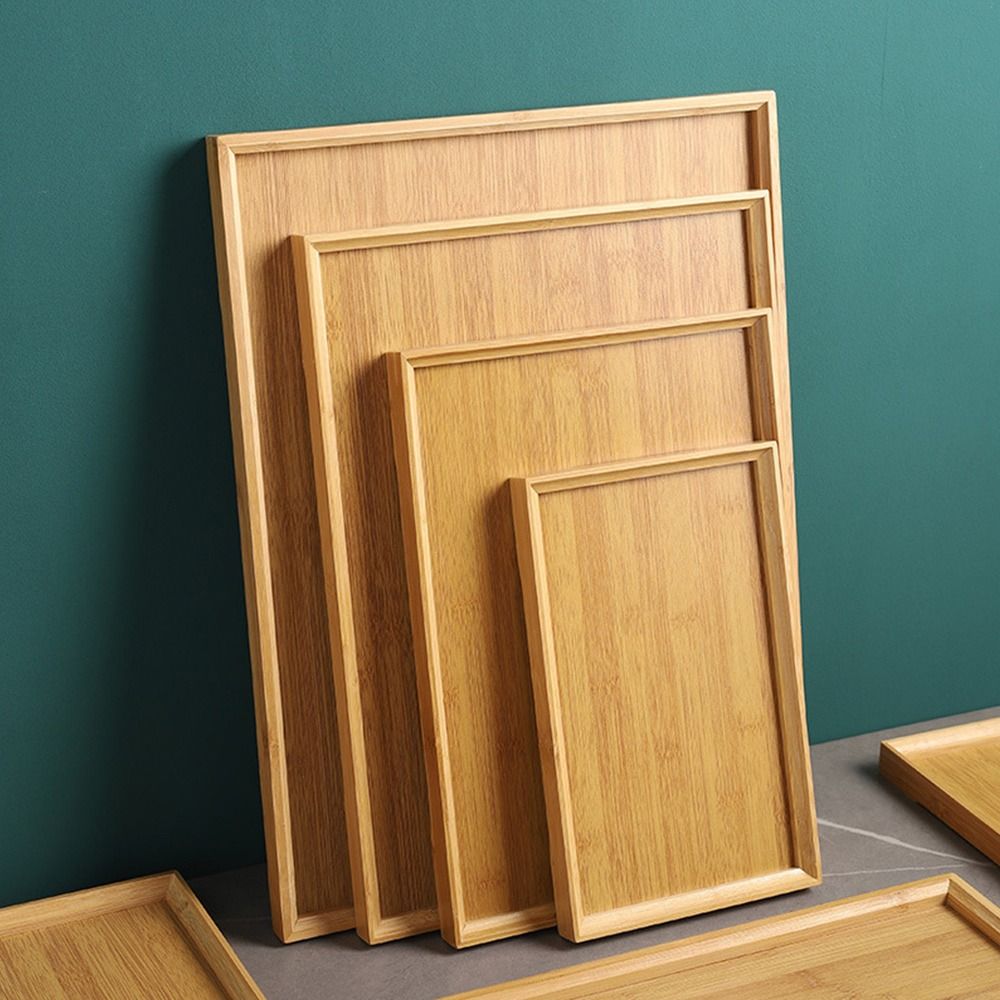 装飾トレイ 天然竹 竹製木製トレイ 長方形 レトロスタイル  - Bamboo Tea Tray のレビューと価格