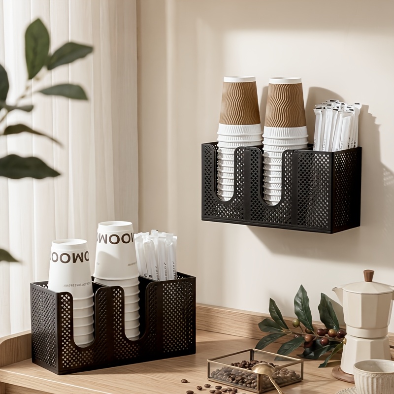 キッチンコーヒーバーメッシュ収納ラック3コンパートメント使い - Coffee Tea Paper Cups のレビューと価格