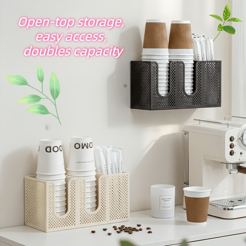 キッチンコーヒーバーメッシュ収納ラック3コンパートメント使い - Coffee Tea Paper Cups のレビューと価格