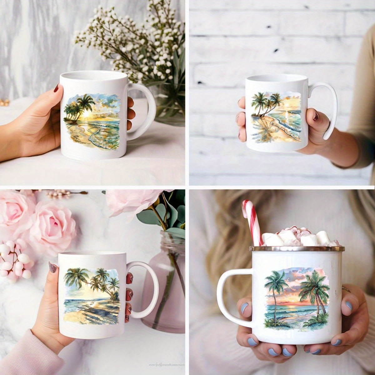 24 ピース/セット夏のトロピカルビーチ DIY ガラス瓶ラ - Coffee Tea Paper Cups のレビューと価格
