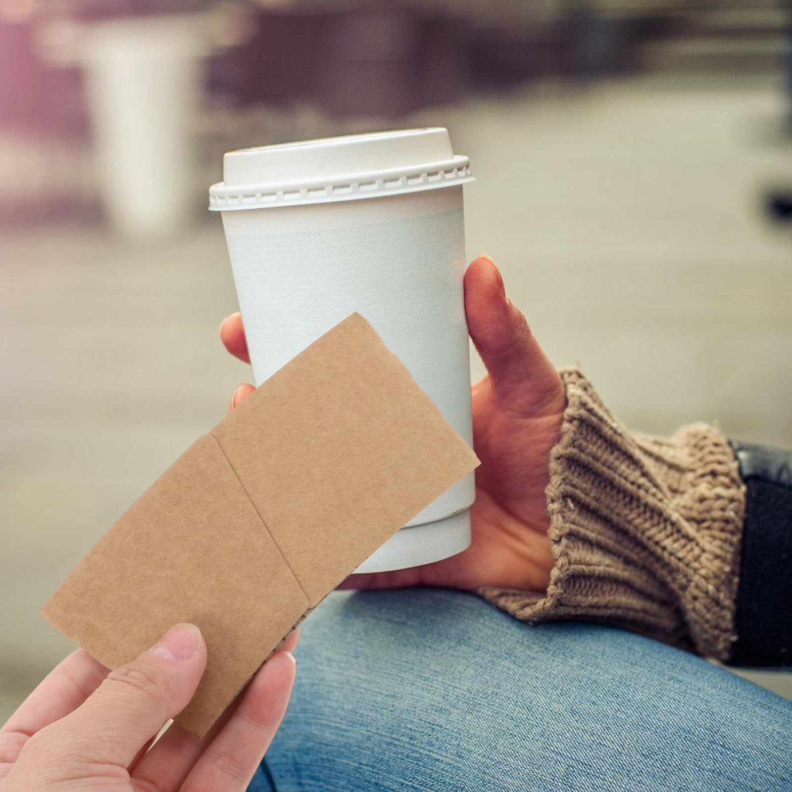 100 個クラフト紙カップスリーブ段ボール紙製使い捨て耐熱保 - Coffee Tea Paper Cups のレビューと価格