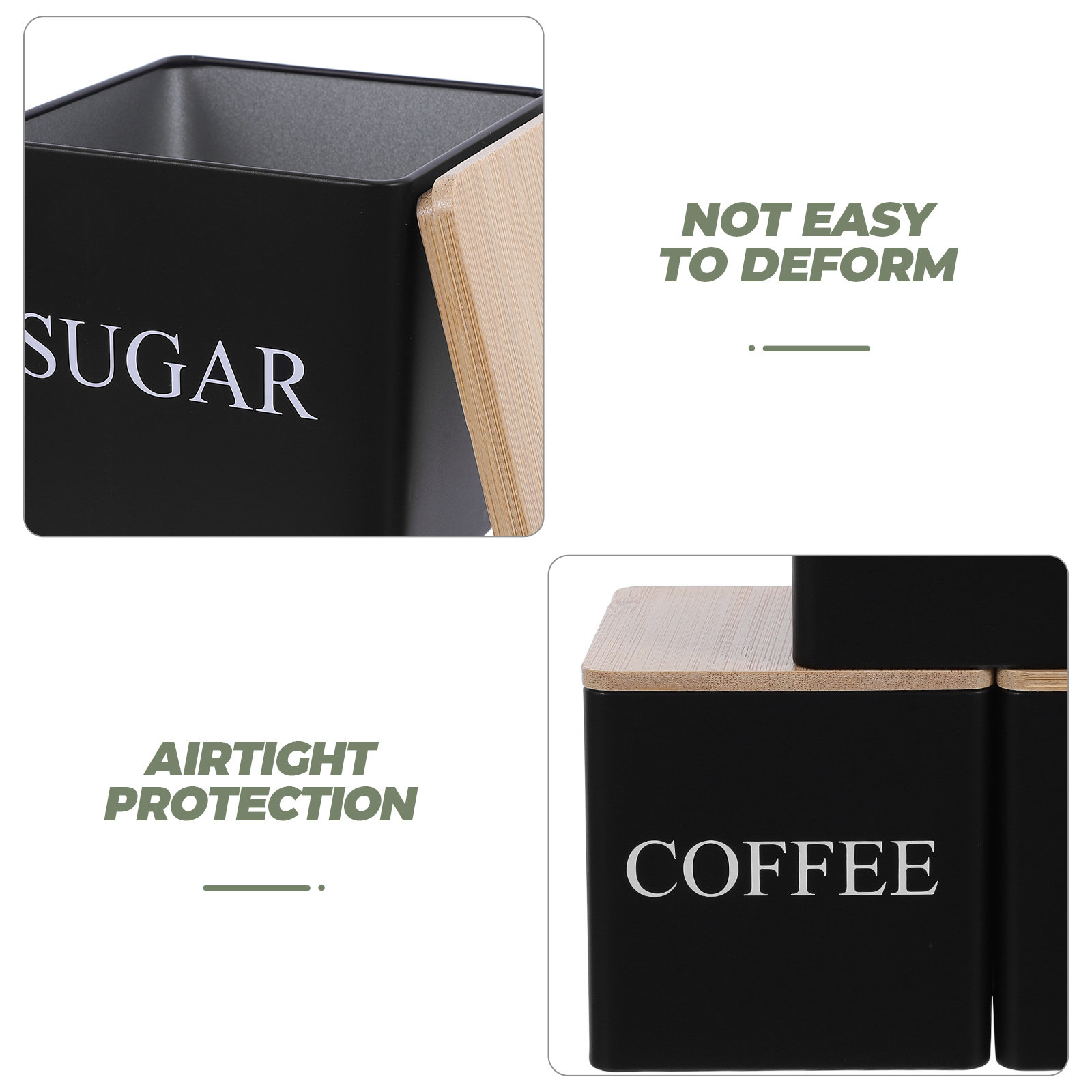 3個入り金属製茶葉・コーヒー・砂糖キャニスターセット、竹製蓋 - Coffee Tea Sugar Set のレビューと価格